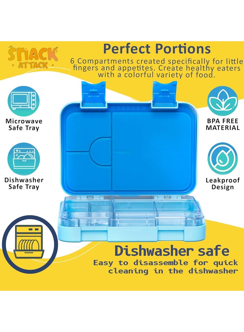 Snack Attack TM Lunch Box Bento Blue Color for Kids|4or6 Convertible Compartments| BPA FREE| LEAKPROOF| Dishwasher Safe |Back to School Season| Made of Triton| Spaceman (Arctic Blue) - Image 3