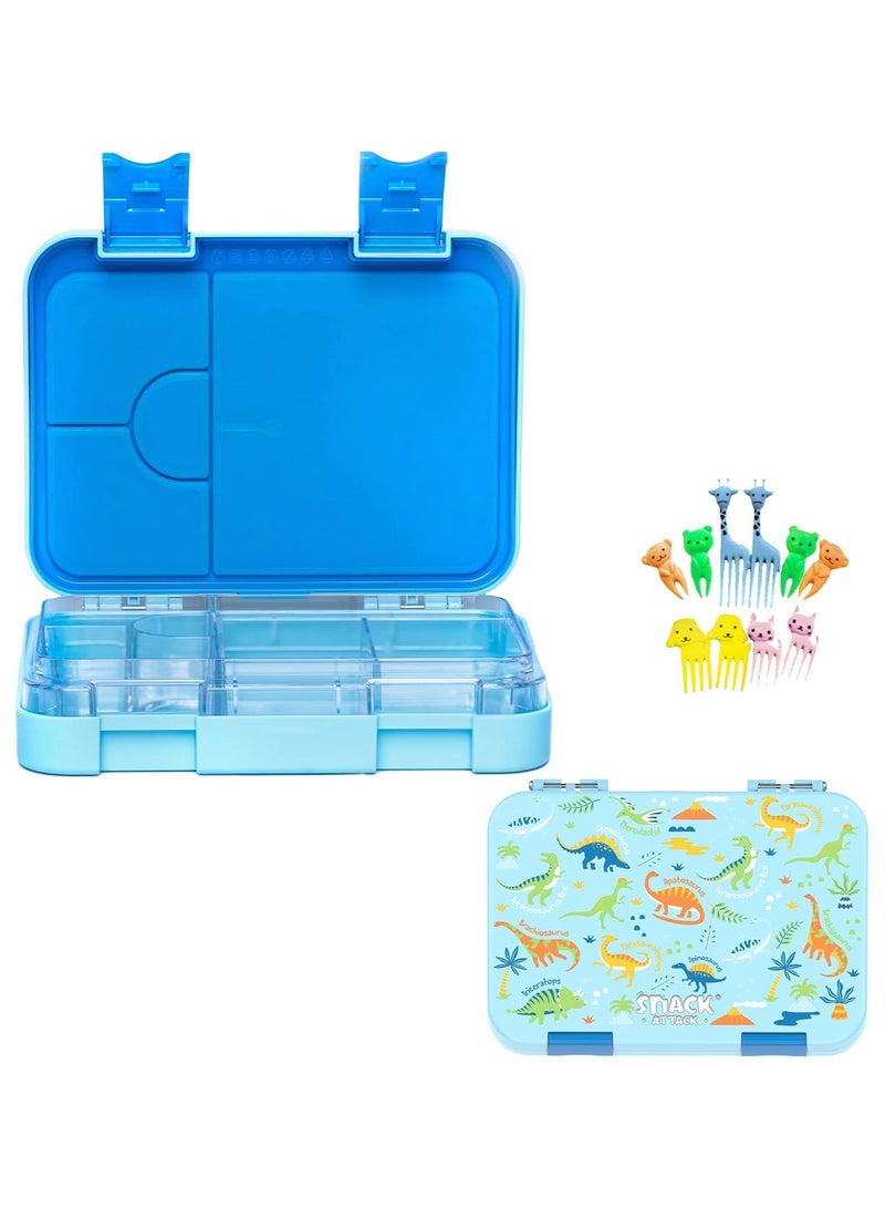 Snack Attack TM Lunch Box Bento Blue Color for Kids|4or6 Convertible Compartments| BPA FREE| LEAKPROOF| Dishwasher Safe |Back to School Season| Made of Triton| Spaceman (Arctic Blue) - Image 1