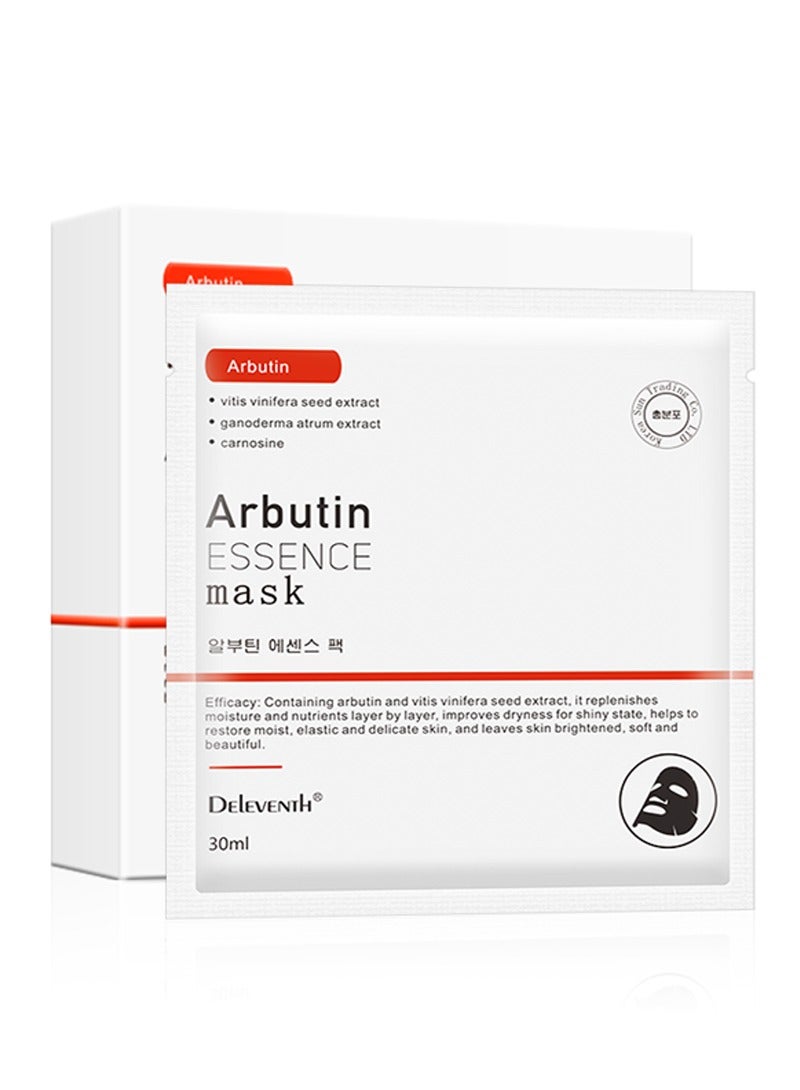 DEleventh Korean Brand α-Arbutin Essence Facial Mask 30ml × 5pcs / Brightens, Hydrates, and Firms Skin, Balances Skin Moisture and Oil, Reduces Dark Spots and Fine Lines - Image 1