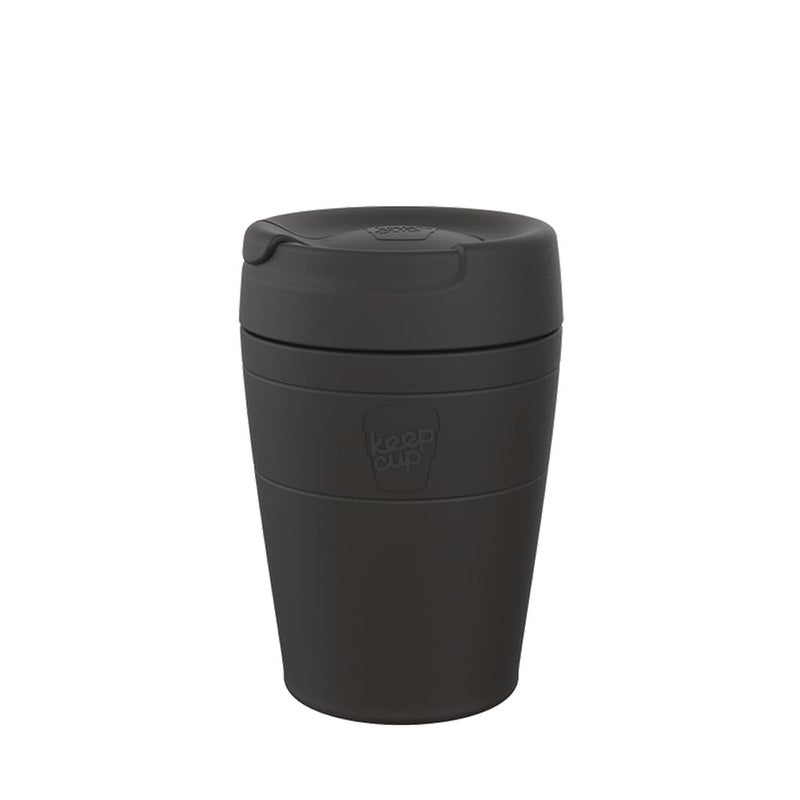 KeepCup Traveller Reusable Travel Mug Vacuum Insulated Stainless Steel Cup with Leakproof Sipper Lid 12oz340ml Black