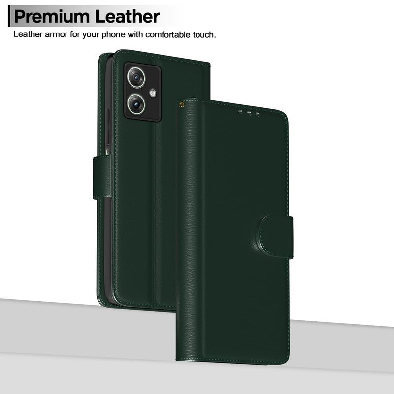Pikkme Flip Cover Leather Finish | Inside TPU with Card Pockets | Wallet Stand and Shock Proof | Complete Protection Flip Case for Moto G54 5G / G64 5G(Green) - Image 2