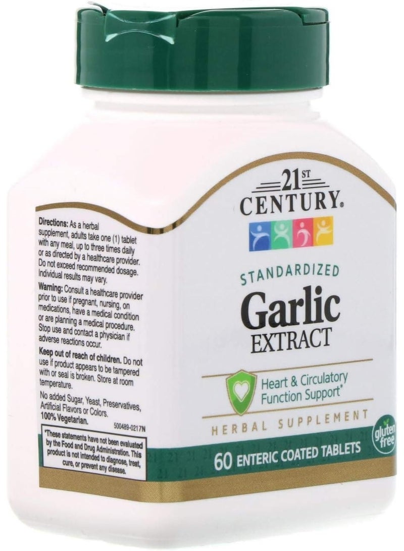 القرن الحادي والعشرون القرن الحادي والعشرين، مستخلص الثوم، موحد، 60 قرصًا مغلفًا معويًا - Image 3