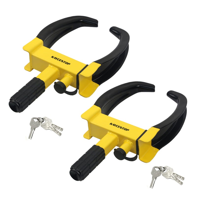 KAYCENTOP Universal Wheel Lock Clamp Anti Theft Trailer Locks Fit Most Vehicles Max 11" Tire Width Security Tire Boot Lock for Trailers SUV Boats ATV's Motorcycles Golf Cart 2 Packs 6 Keys Alike - Image 1