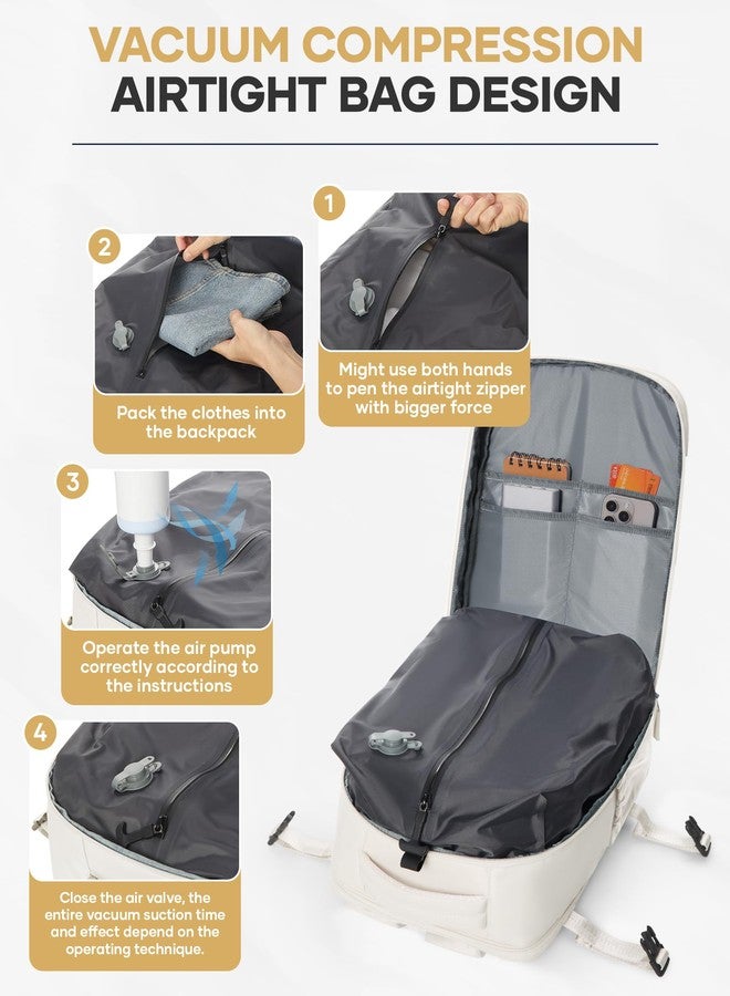 وي بلان حقيبة ظهر للسفر من ويبلان مزودة بمضخة شفط، أكياس محكمة الإغلاق بالتفريغ للملابس، حجرة للأحذية، حقيبة أغراض شخصية من يونايتد إيرلاينز 17×10×9، حقيبة ظهر مضغوطة مفرغة من الهواء، بيج - Image 4