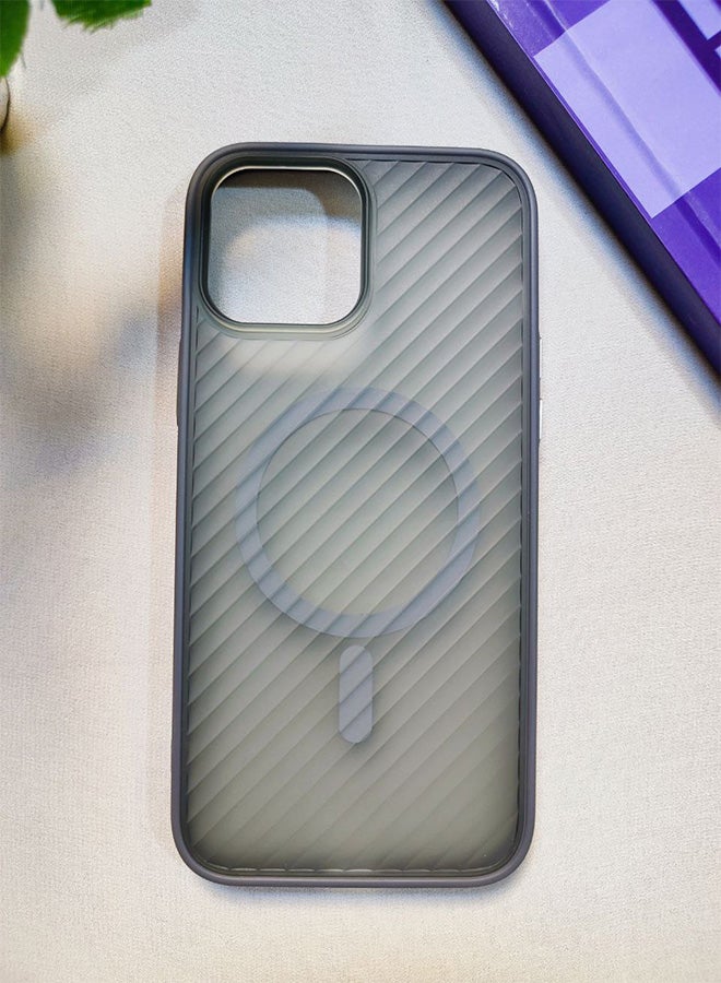 Magnetic Back Case For Iphone 13 Pro Max, Matte Wave Design, Compatible With MagSafe And Wireless Charger, Slim Hard Cover, Shockproof, Scratch Resistant, Fingerprint Resistant, With Premium Rubberized Frame, Camera Lens Protection, Compatible With Iphone 13 Pro Max - Gray - Image 3