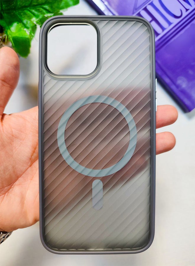 Magnetic Back Case For Iphone 13 Pro Max, Matte Wave Design, Compatible With MagSafe And Wireless Charger, Slim Hard Cover, Shockproof, Scratch Resistant, Fingerprint Resistant, With Premium Rubberized Frame, Camera Lens Protection, Compatible With Iphone 13 Pro Max - Gray - Image 1