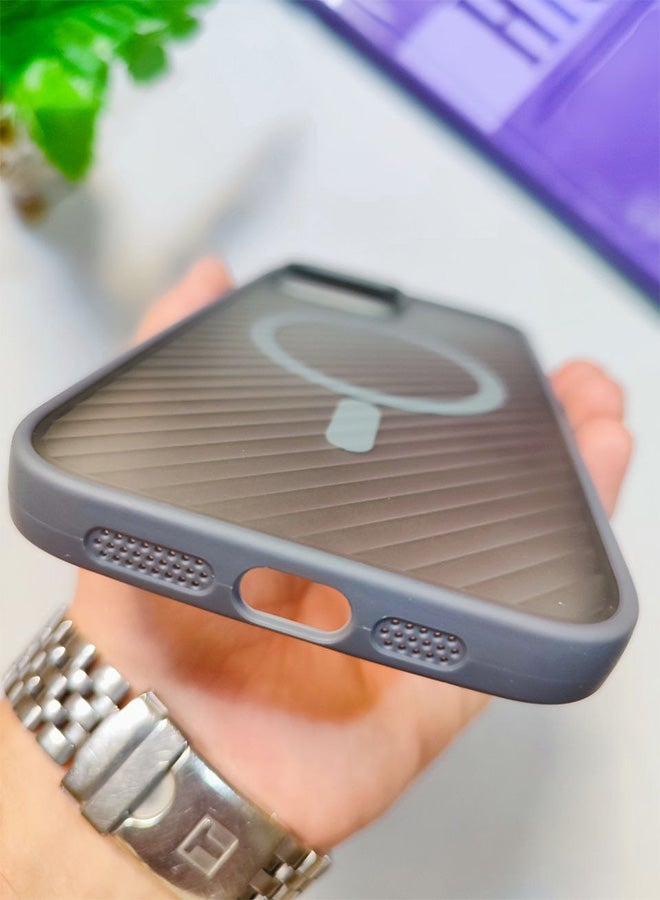 Magnetic Back Case For Iphone 13 Pro Max, Matte Wave Design, Compatible With MagSafe And Wireless Charger, Slim Hard Cover, Shockproof, Scratch Resistant, Fingerprint Resistant, With Premium Rubberized Frame, Camera Lens Protection, Compatible With Iphone 13 Pro Max - Gray - Image 4