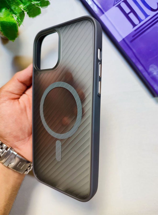 Magnetic Back Case For Iphone 13 Pro Max, Matte Wave Design, Compatible With MagSafe And Wireless Charger, Slim Hard Cover, Shockproof, Scratch Resistant, Fingerprint Resistant, With Premium Rubberized Frame, Camera Lens Protection, Compatible With Iphone 13 Pro Max - Gray - Image 5