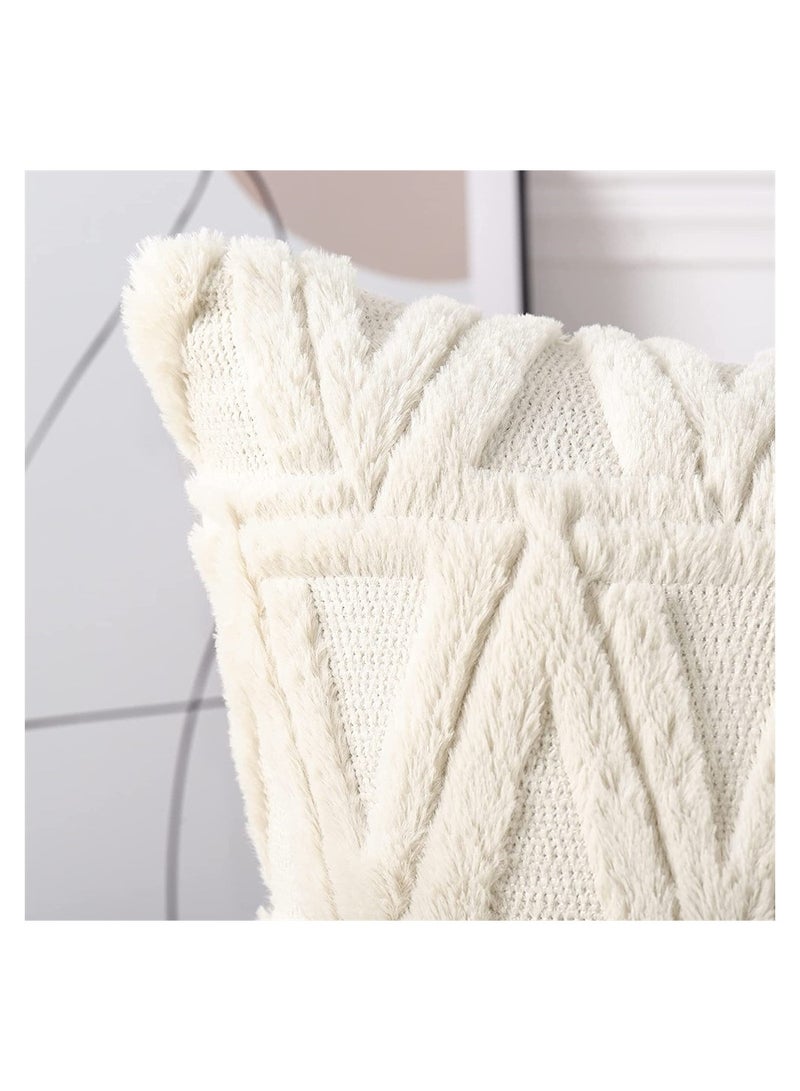 طقم من 2 غطاء وسادة مخمل ناعم بأسلوب نوردic 18x18 بوصة أغطية وسائد مثالية للأريكة وغرفة النوم بيج - Image 4