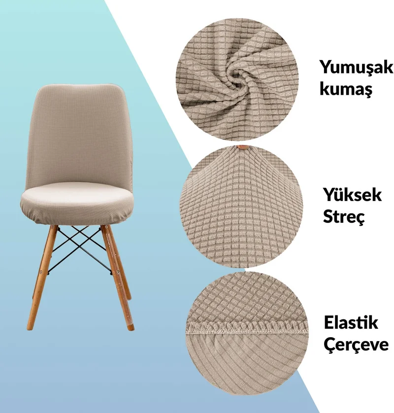فايند Washable Stretch Elastic Lycra Oval Chair Cover - Round Chair Cover (Mink)