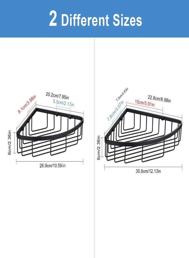GORDEE [2 Pack] Corner Shower Caddy Shelf Organizer, Stainless Steel Heavy Duty Rust-Proof Shampoo Holder, Wall Mounted Storage Rack for Bathroom & Kitchen, Matte Black - Image 3