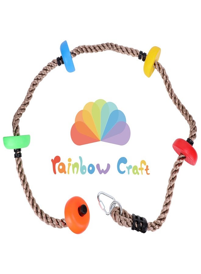 Rainbow Craft Colorful Climbing Rope - 6.5ft with 5 Knotted Foot - Kids Ninja Rope for Ninja Warrior Slackline Obstacle Course Accessories Kids Swing Set Backyard Play - Image 1