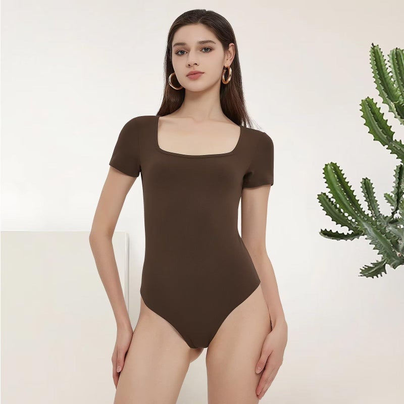 CE' CERDR Womenâ€™s 5 Pack Short Sleeve Bodysuits Square Neck T-shirt Basic Casual Tops Body suit - Image 3