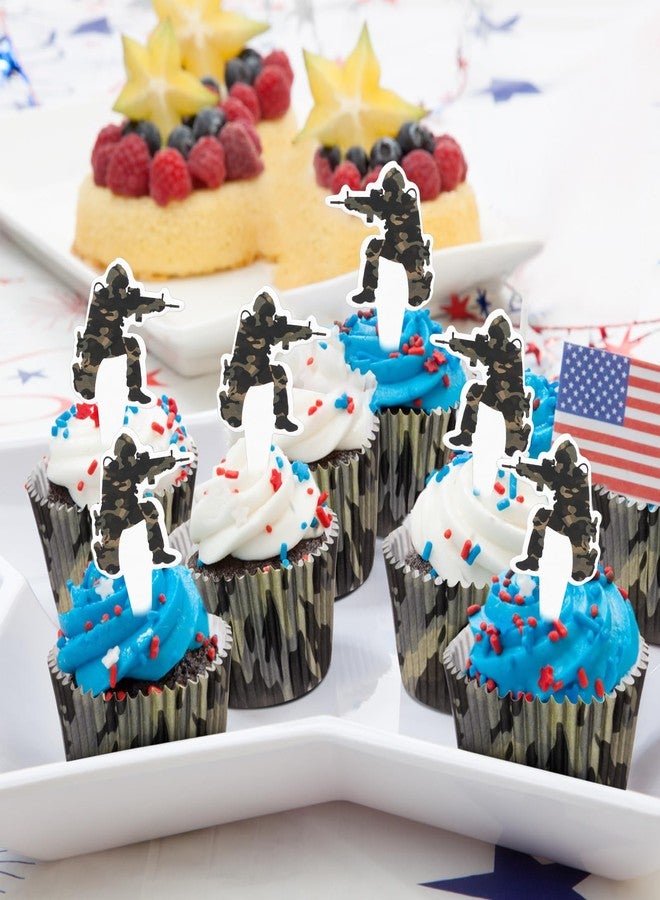 Vesici 200 Counts Cupcake Liners and 200 Counts Cupcake Toppers Round Baking Cups Greaseproof Muffin Liners for Christmas Holiday Birthday Theme Party Supplies(Camouflage) - Image 5