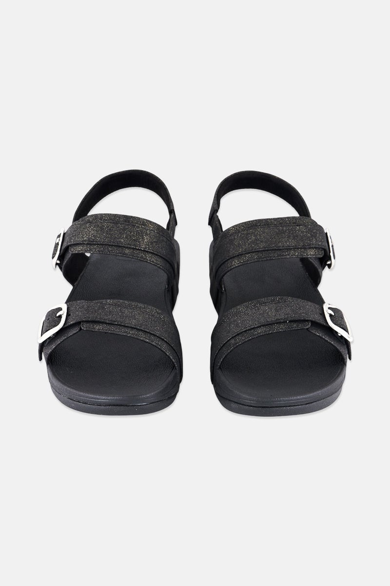 FitFlop Women Lulu Shimmer Adjustable Buckle Sandal, Black - Image 4