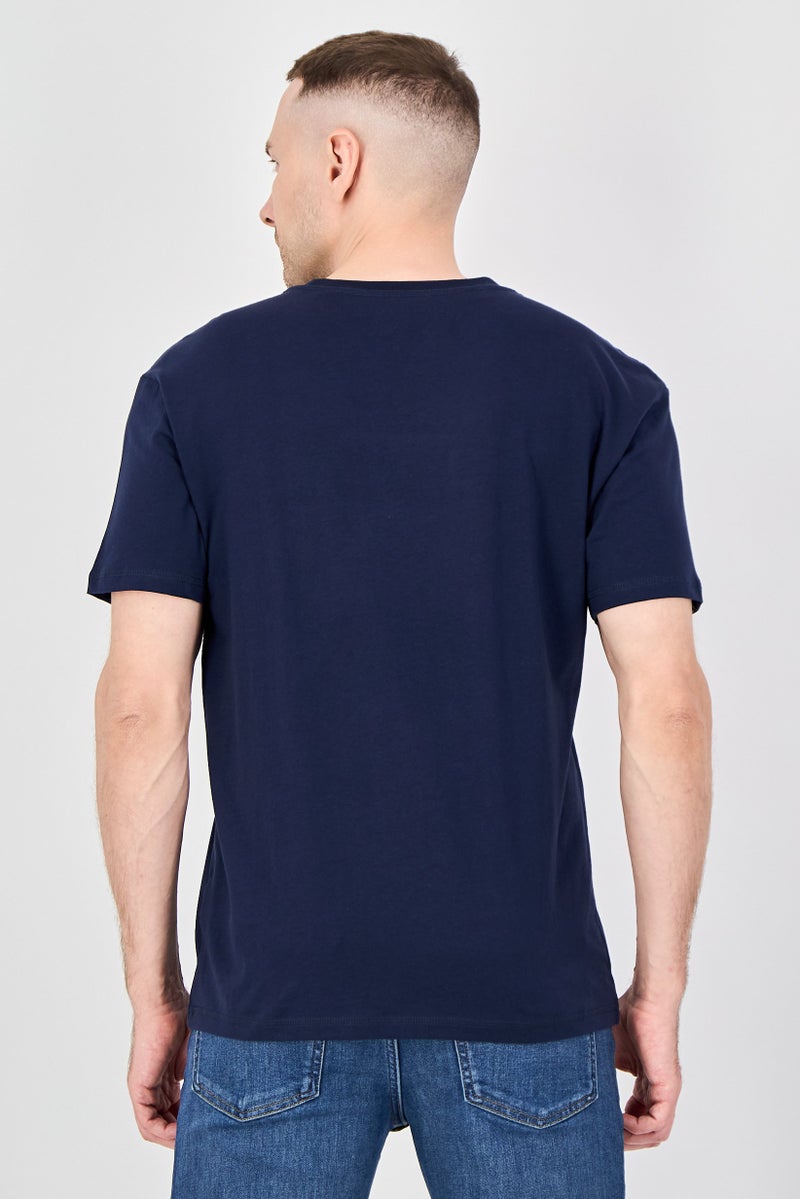 Buffalo David Bitton Men Crew Neck Short Sleeve Brand Logo T-Shirt, Navy - Image 3