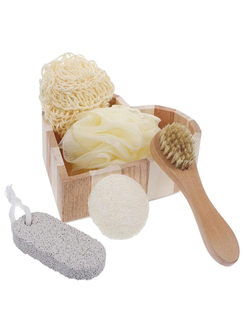 SYOSI Bath Set Body Brush for Dry or Wet Brushing Foot File Scrubber Loofah Sponge Exfoliating Bath Sponge Body Scrubber Cleaning Kit Womens Glove Back Clean Tool Body Exfoliating Scrubber - Image 1