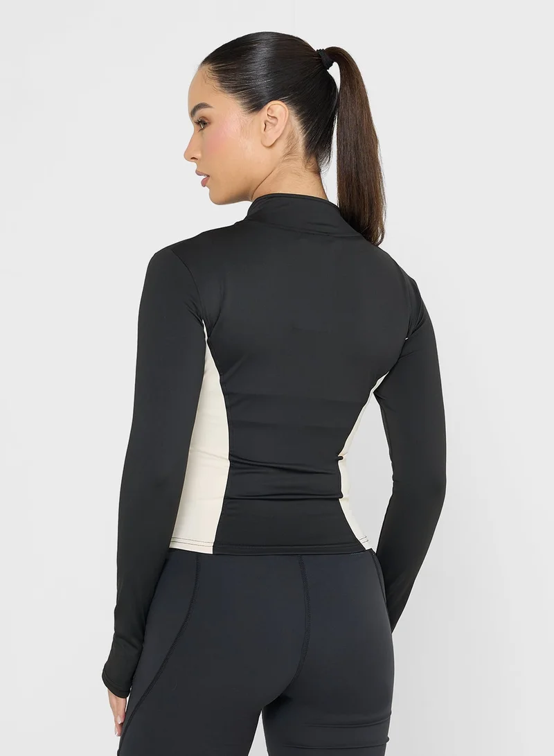FRWD Sculpting Colorblock Zip Up Top