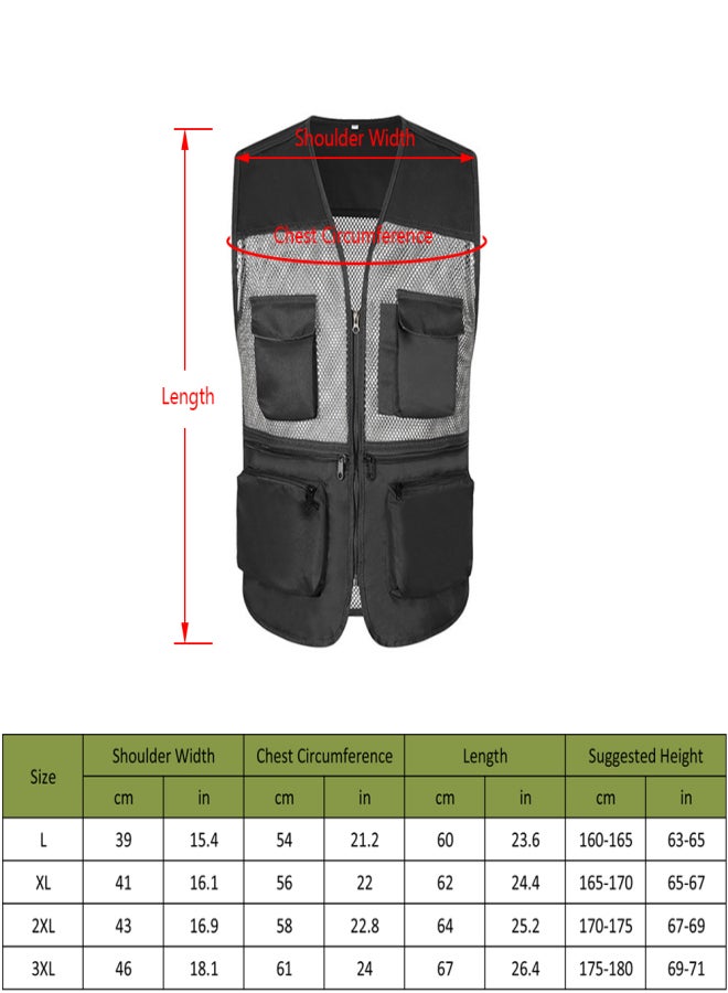 Fishing Vest Breathable Fishing Travel Mesh Vest with Zipper Pockets Summer Work Vest for Outdoor Activities - Image 3