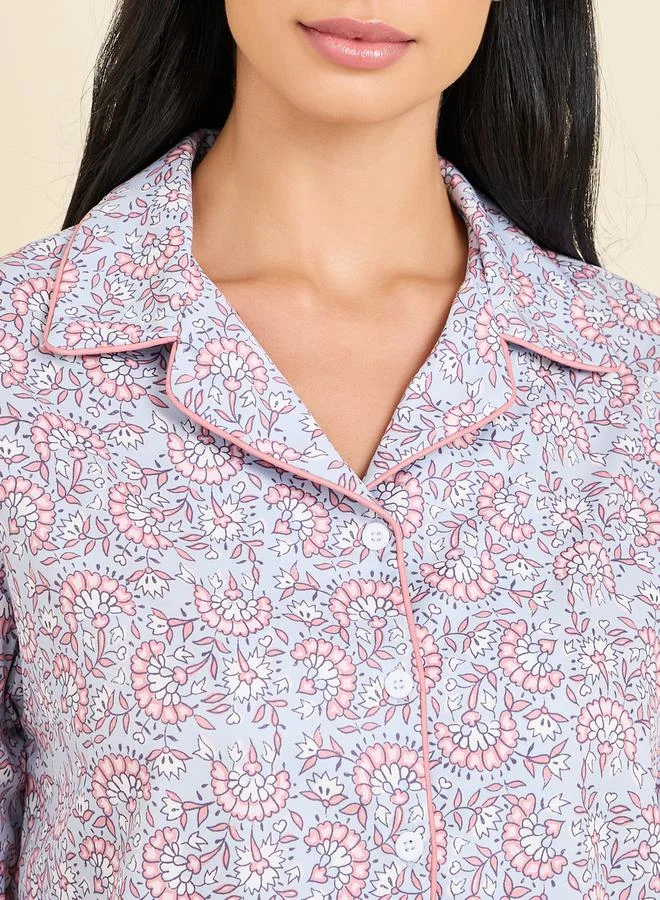 Styli Ditsy Floral Print Shirt and Pyajam Set