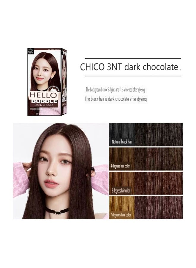 Mise En Scène Mise En Scene Hello Bubble foam hair color, CHICO 3NT dark chocolate,- Self Hair Dye Function, All Hair Type  - Image 1