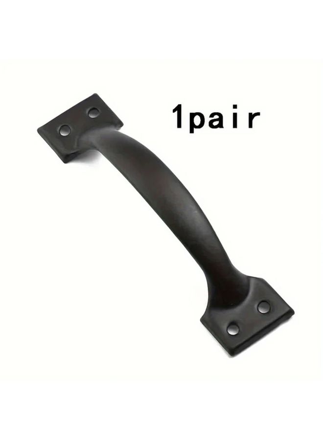 Black Cast Iron Door Handle 2pcs With Mounting Screws For Garage Barn Shed Doors - Image 1