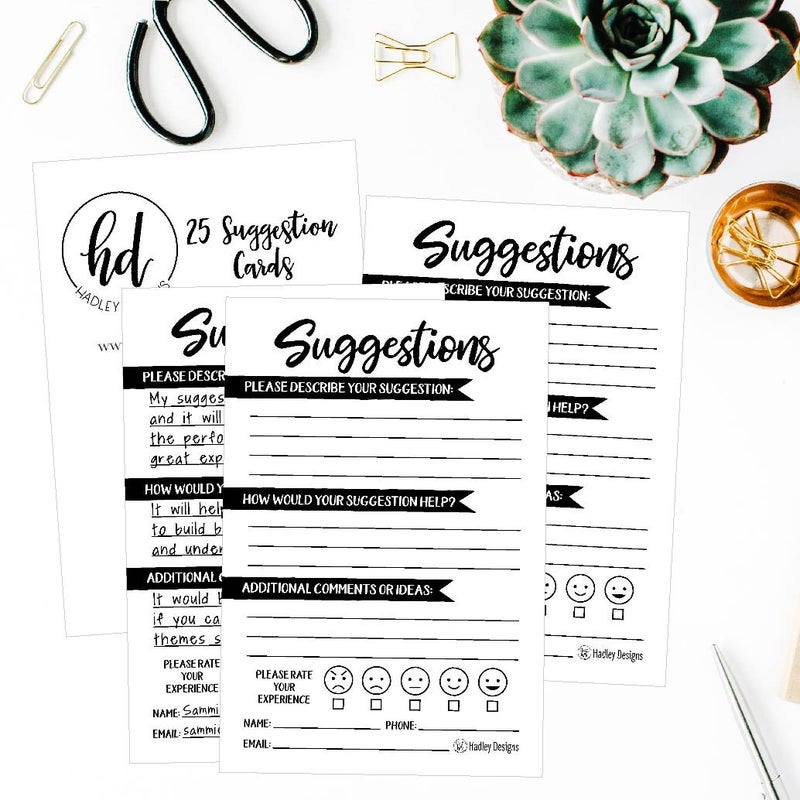 Hadley Designs 25 4x6 Feedback Comment Suggestion Forms For Customer Complaints, Business Employees, Blank Refill Paper, Name Pad for Client Contact Info For Wooden or Metal Lock Box Holders - Image 2