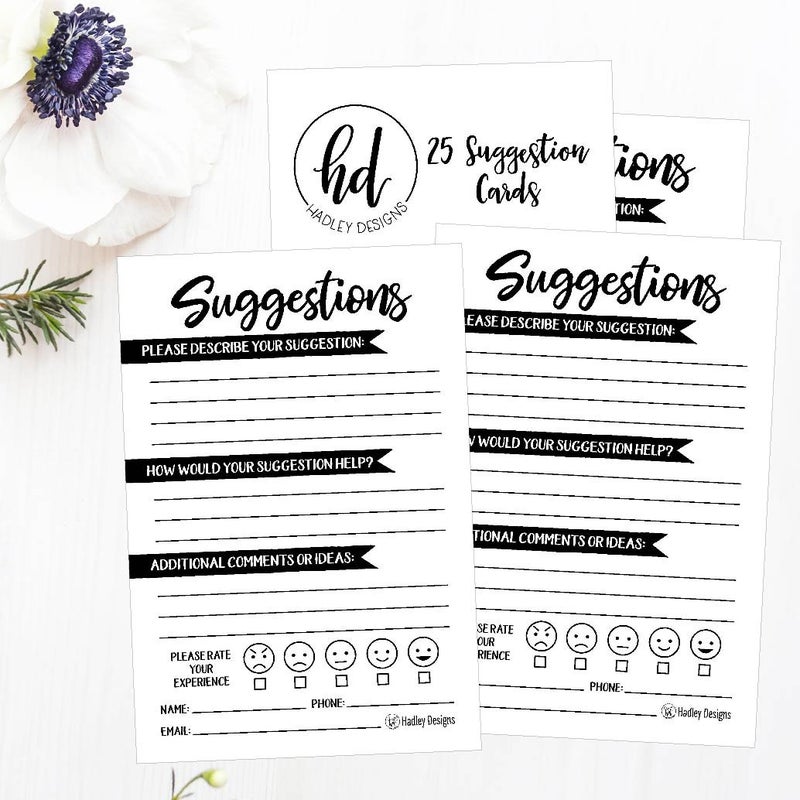 Hadley Designs 25 4x6 Feedback Comment Suggestion Forms For Customer Complaints, Business Employees, Blank Refill Paper, Name Pad for Client Contact Info For Wooden or Metal Lock Box Holders - Image 4