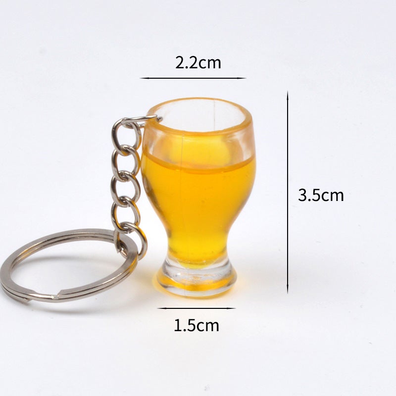 Miniature Beer Mug Keychain Simulation Craft Thin Waist Beer Mug-Keychain 