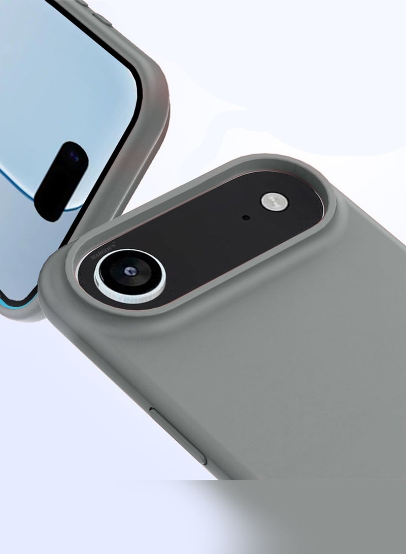 CATANES 2 Packs Silicone Protective Phone Case for iPhone 17 Air , Soft Anti-Scratch Microfiber Lining Ultra Slim Drop Protection Phone Cover with 3D Screen Protector - Light Grey - Image 3
