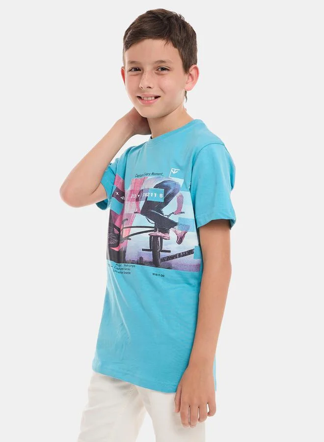 victor and jane Front Graphic Print Round Neck T-Shirt by Styli