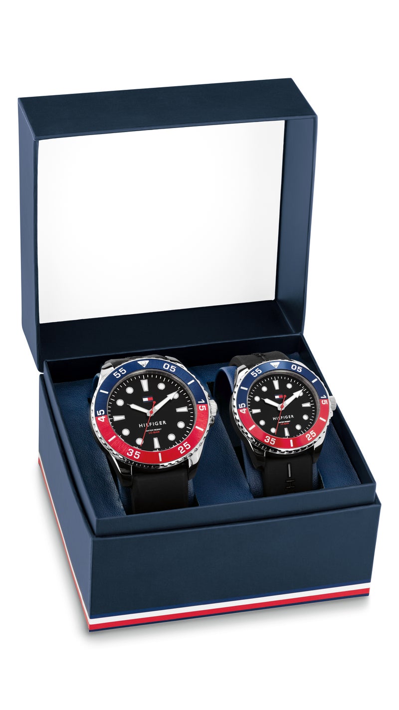 TOMMY HILFIGER Round Analog Mens And Youth'S Stainless Steel And Blue And Red Aluminum Case  Watch
