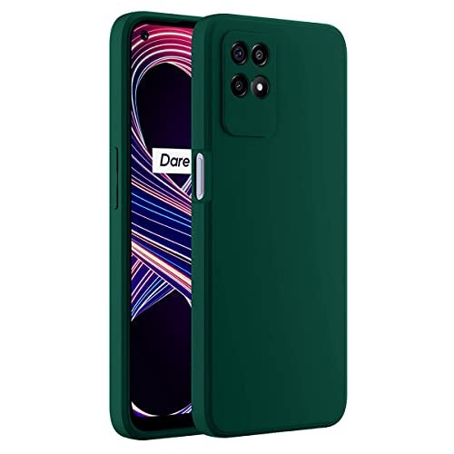 LIRAMARK Silicone Soft Back Cover Case for Realme Narzo 50 / Realme 8i (Green) - Image 1