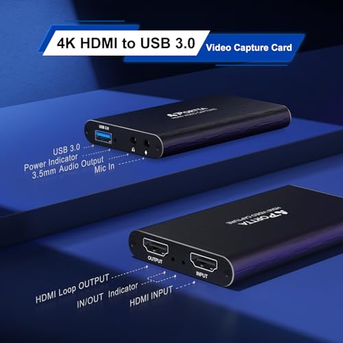 Portta HDMI Video Capture Card, Stream and Record in 1080P60 with Ultra-Low Latency, 4K HDMI in/Loop Out, USB 3.0 to PC Compatible with Nintendo Switch 2/PS4/PS5/Xbox/OBS - Image 5