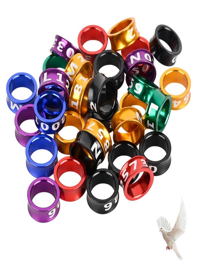 STPCTOU Bird Rings, Bird Bands, Bird Leg Rings, Multicolor Aluminum Pigeon Leg Rings, Identification Pigeon Training Rings Hibiscus Birds, Parrots, Peonies, Pigeons, Mixed Colors 50 Per Pack - Image 1