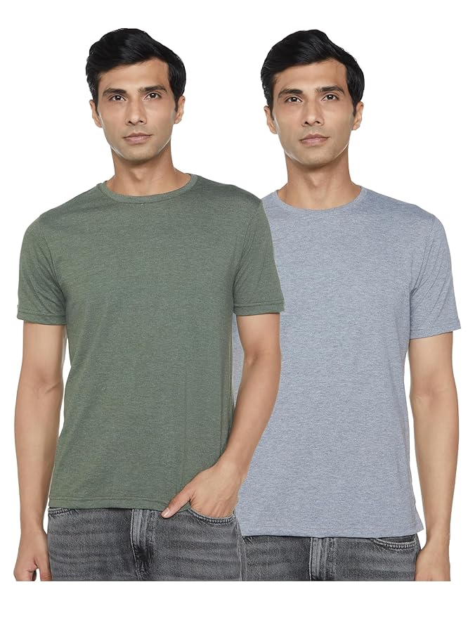 fyltr Men's Solid T-Shirt - Half Sleeve | Round Neck | 100% Cotton | Regular Fit T-Shirt (Pack of 2) - Image 1
