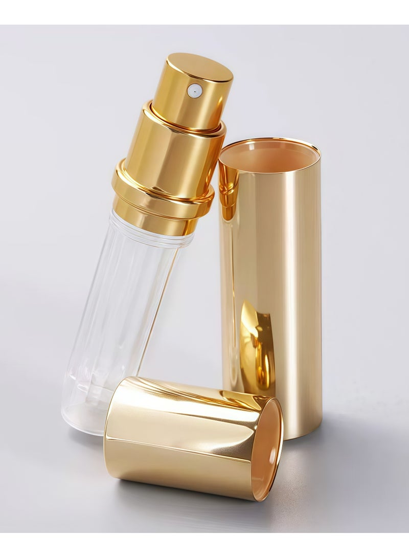 هَيْلة الرخام زجاجة عطر ( 5 مل ) ، ميني زجاجة ماء تواليت فارغة ، مع حقيبة جلدية فاخرة ، مناسبة للسفر والعمل من الرجال والنساء ( الذهب ) - Image 1