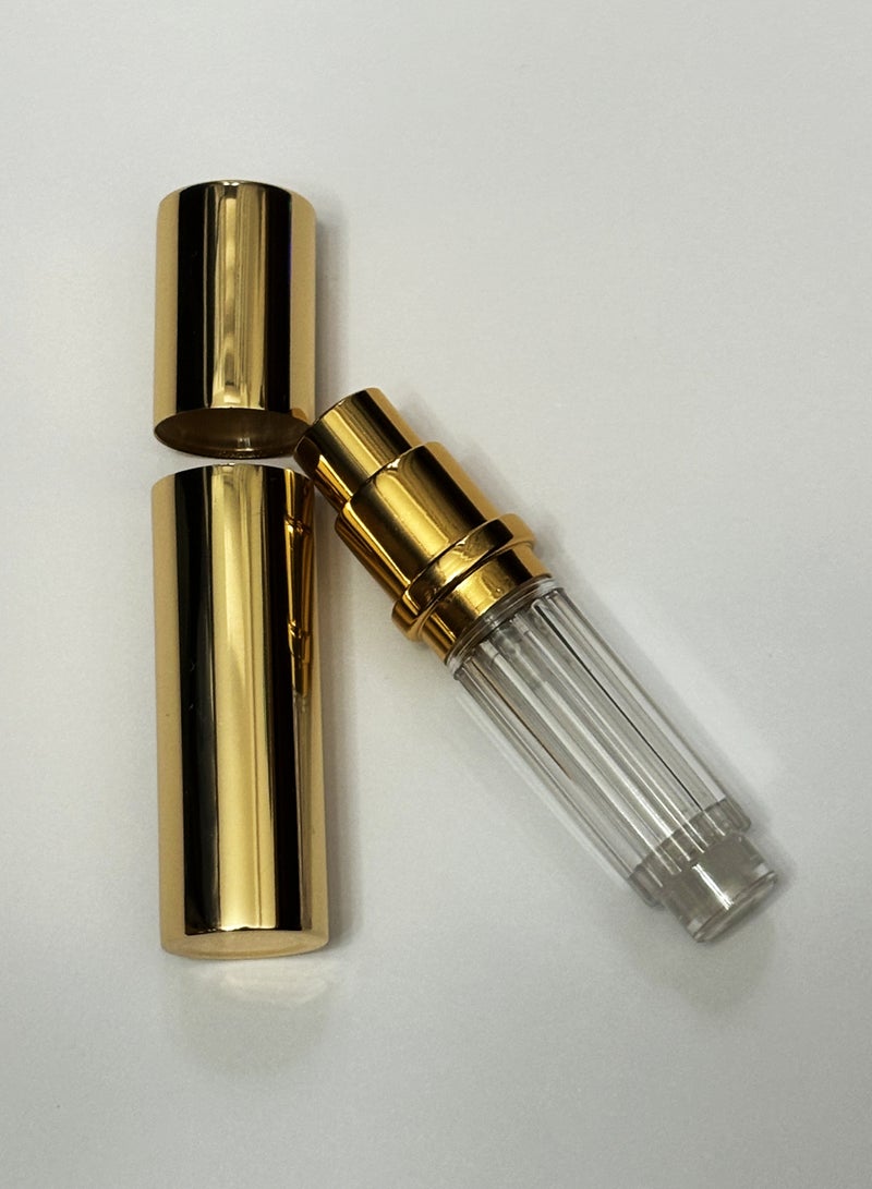 هَيْلة الرخام زجاجة عطر ( 5 مل ) ، ميني زجاجة ماء تواليت فارغة ، مع حقيبة جلدية فاخرة ، مناسبة للسفر والعمل من الرجال والنساء ( الذهب ) - Image 3