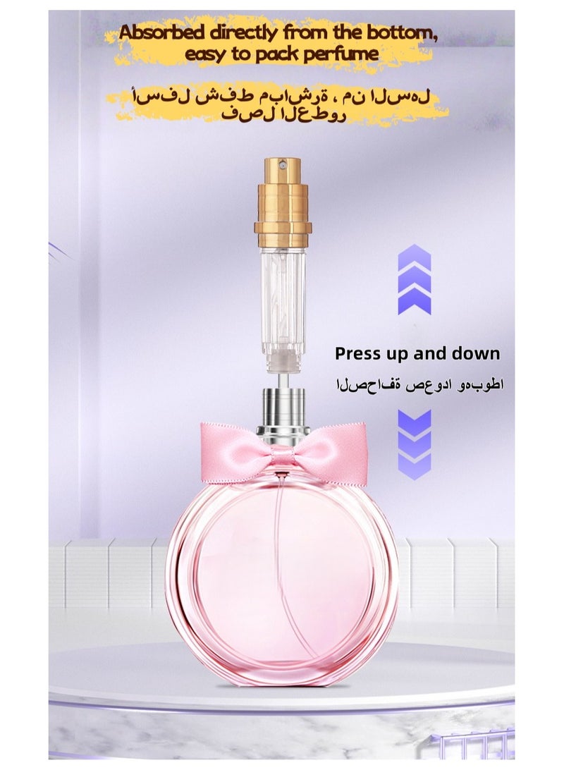 هَيْلة الرخام زجاجة عطر ( 5 مل ) ، ميني زجاجة ماء تواليت فارغة ، مع حقيبة جلدية فاخرة ، مناسبة للسفر والعمل من الرجال والنساء ( الذهب ) - Image 4