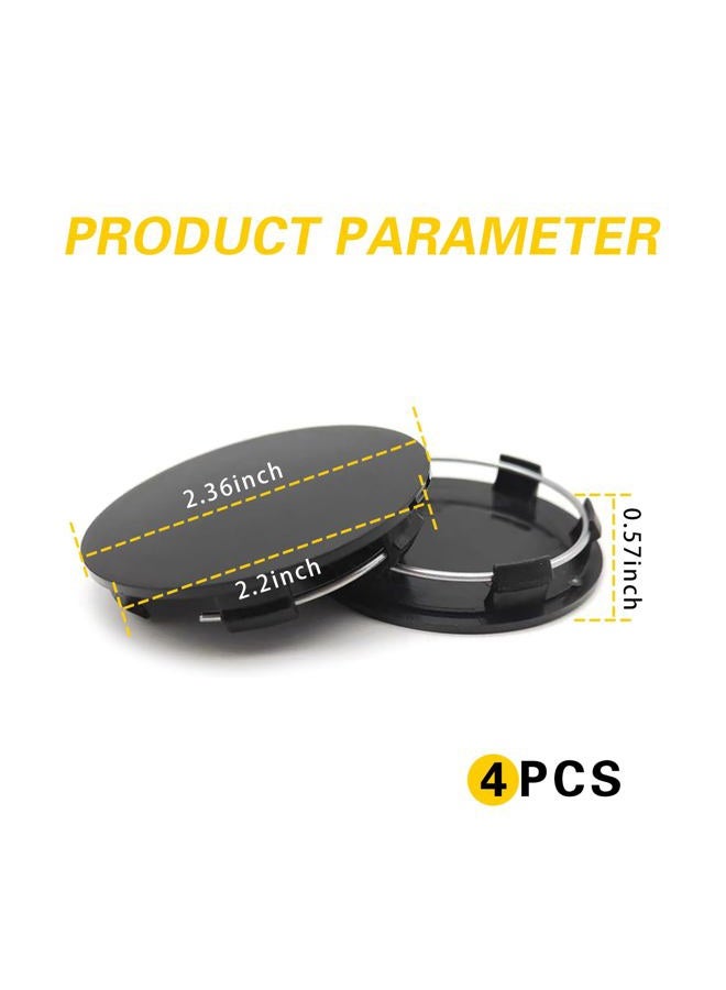 Arwrilt 4 Pack Car Wheel Center Hub Caps, ABS Rust-Proof Center Caps for Rims, Vehicle Rim Hub Caps Accessories, 2.36" OD 2.2" ID Tight Fitting Snap-on Wheel Hub Modified Dust Protection Cover (Black) - Image 2