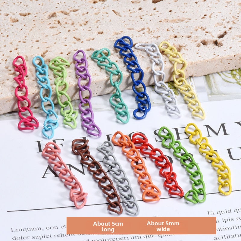 Colorful Painted Keychain Rings DIY Jewelry Tail chain 20 