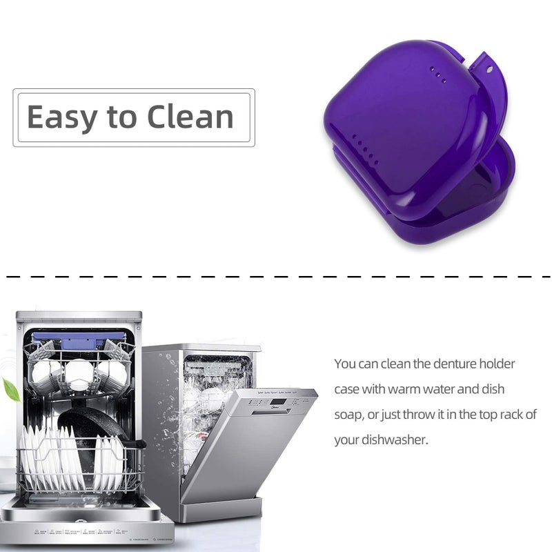 Annhua Dental Mouth Guard case Orthodontic Retainer Cases Container with Vent Holes, Denture Holder Clear Aligner Box for Household|Office|Travel - Dark Purple - Image 5