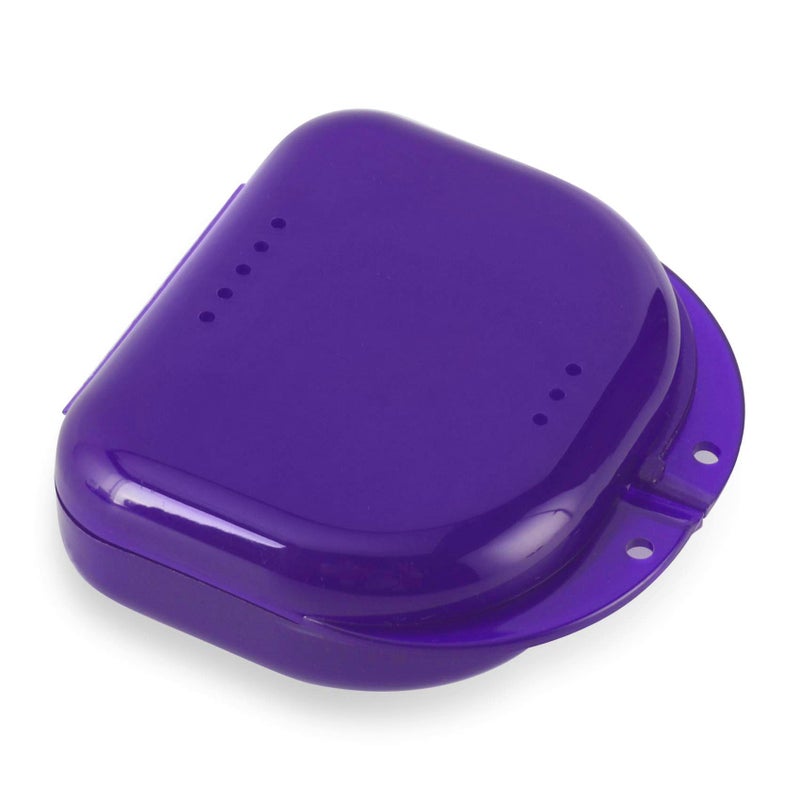 Annhua Dental Mouth Guard case Orthodontic Retainer Cases Container with Vent Holes, Denture Holder Clear Aligner Box for Household|Office|Travel - Dark Purple - Image 1