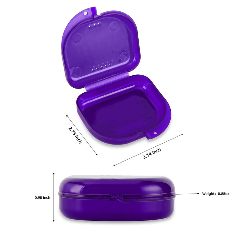 Annhua Dental Mouth Guard case Orthodontic Retainer Cases Container with Vent Holes, Denture Holder Clear Aligner Box for Household|Office|Travel - Dark Purple - Image 2