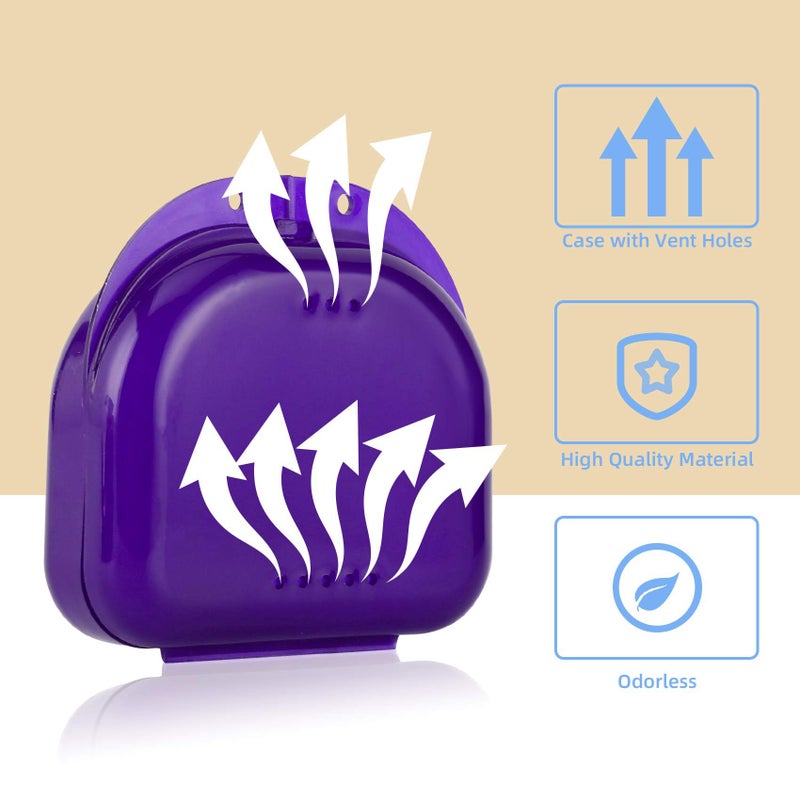 Annhua Dental Mouth Guard case Orthodontic Retainer Cases Container with Vent Holes, Denture Holder Clear Aligner Box for Household|Office|Travel - Dark Purple - Image 3