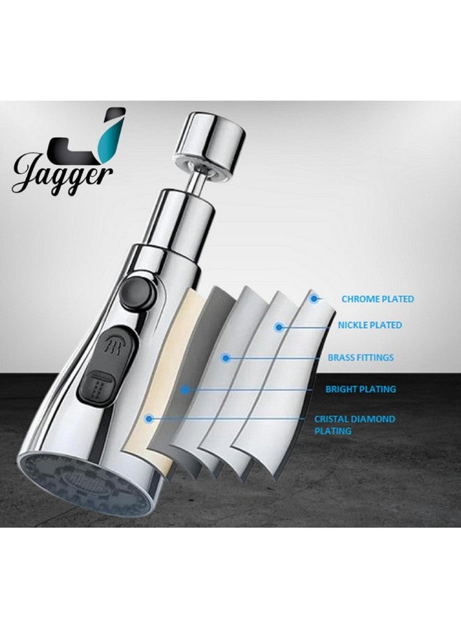 JAGGER جاغر JAG19 موسع صنبور لمغسلة المطبخ - واسع | توفير مياه يصل إلى 70% | دوران 360 درجة | فوهة موفرة للمياه، فلتر 4 أوضاع مع 3 أوضاع لتدفق المياه [عبوة كومبو من - 2] (3 أوضاع مع فلتر) - Image 3