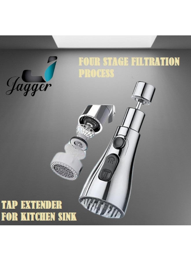 JAGGER جاغر JAG19 موسع صنبور لمغسلة المطبخ - واسع | توفير مياه يصل إلى 70% | دوران 360 درجة | فوهة موفرة للمياه، فلتر 4 أوضاع مع 3 أوضاع لتدفق المياه [عبوة كومبو من - 2] (3 أوضاع مع فلتر) - Image 4