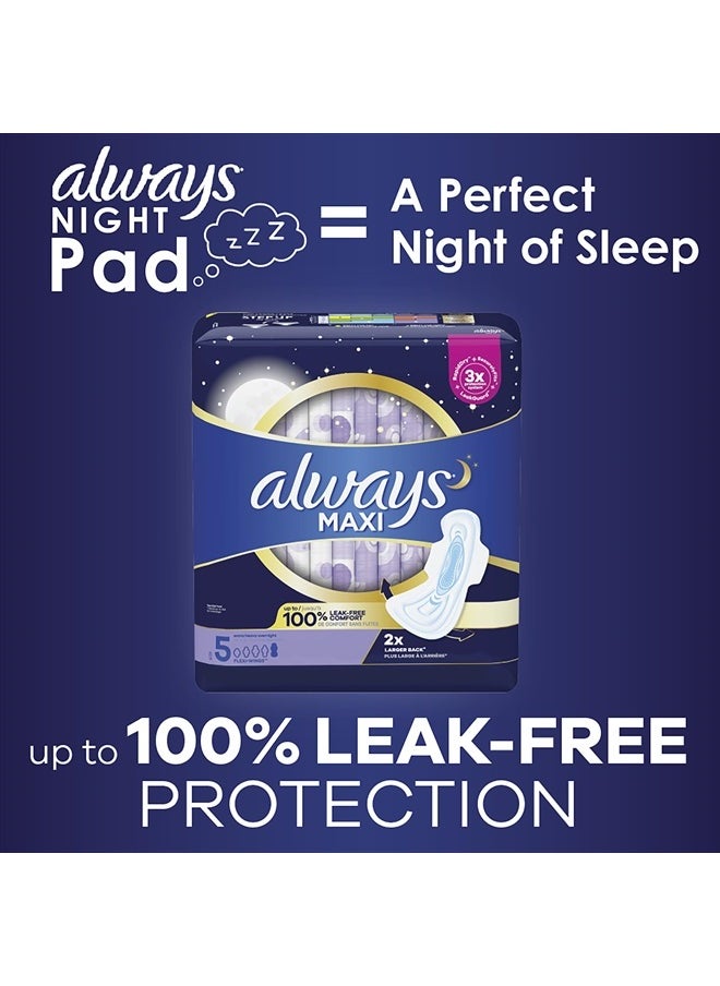 Maxi Overnight Pads with Wings, Size 5, Extra Heavy Overnight, Unscented, 72 Count