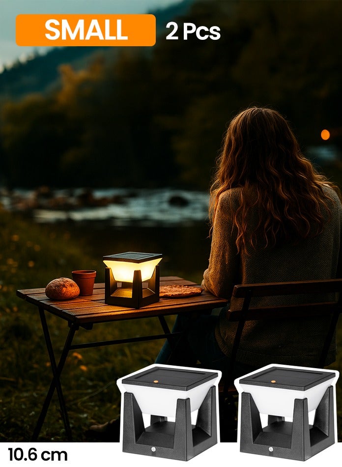 مودي مصابيح أعمدة شمسية خارجية - عبوة من 2 – إضاءة LED للأعمدة والأسوار والحدائق – 3 ألوان للضوء، مقاومة للماء IP65، تشغيل تلقائي من الغروب حتى الشروق - Image 1