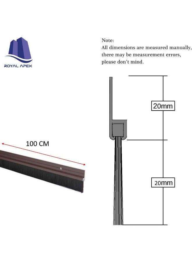 Royal Apex Door Bottom Brush And Rubber Seal With Screw For Exterior/Interior Doors Insulation Door Seal Sound Proof Under Door Draft Blocker Keeping Noise Repellent And Dust 100Cm Brush Brown  - Image 2